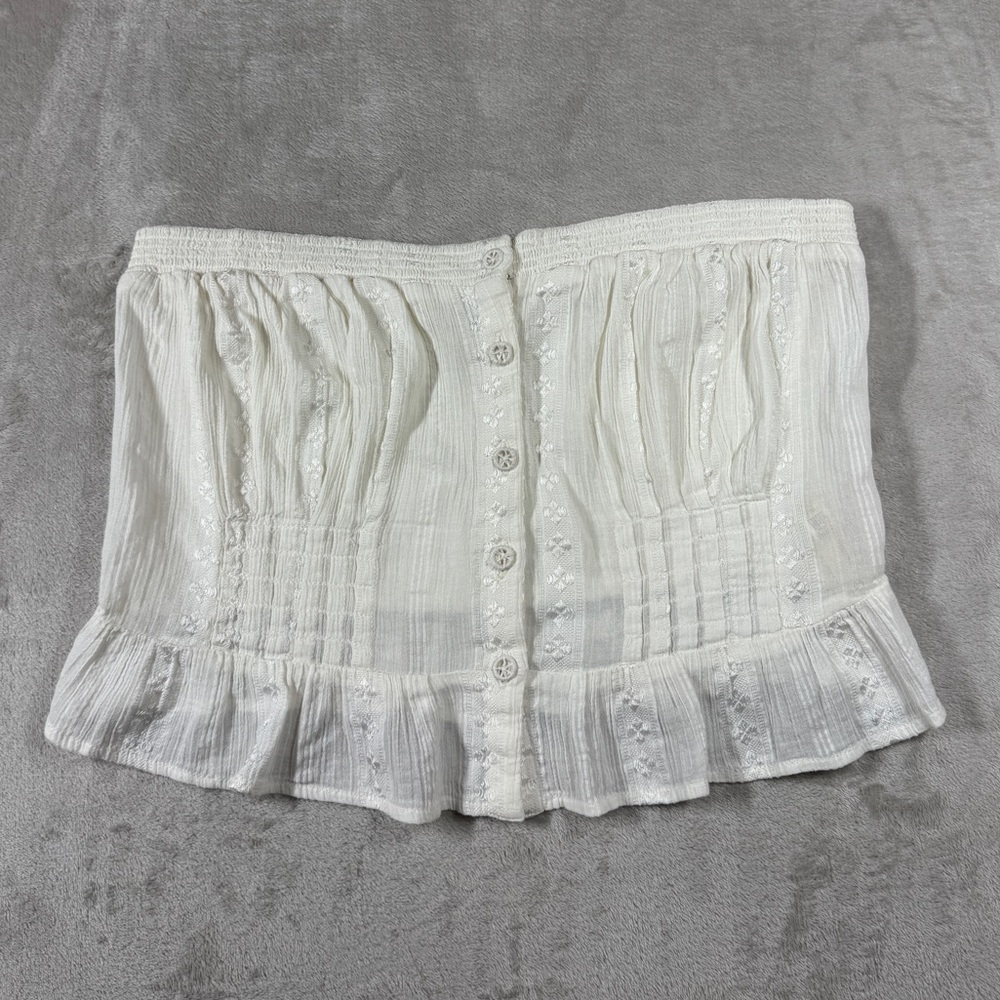 Free People White Strapless Crop Top